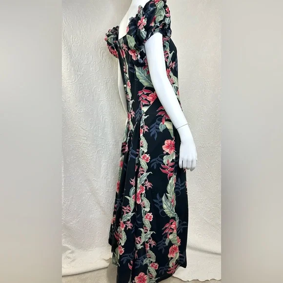Vintage T&L Muumuu Factory Hawaii Floral Puff Sleeve Maxi Dress - Picture 8 of 16
